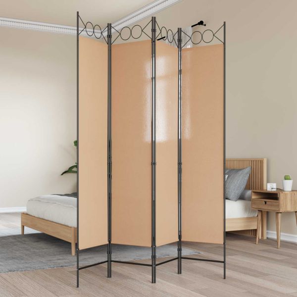 4-панелна преграда Бежово 160 x 200 cm Текстил