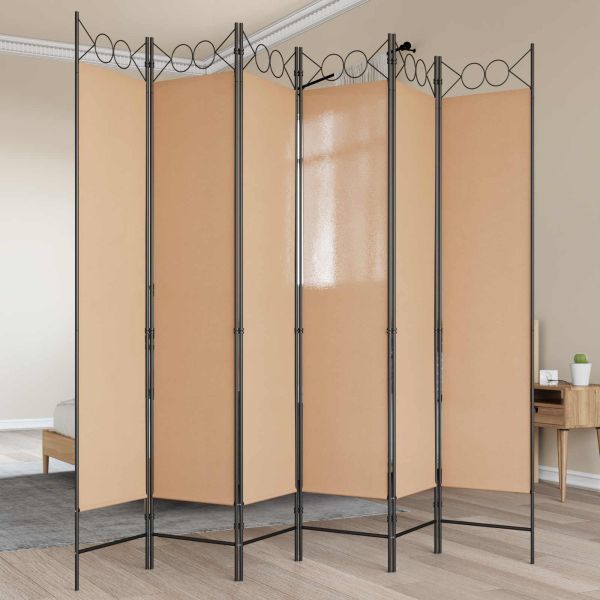 Делител за стая с 6 панела Бежово 240 x 200 cm Текстил