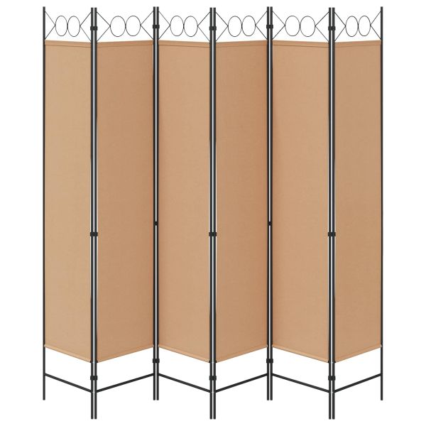 Делител за стая с 6 панела Бежово 240 x 200 cm Текстил