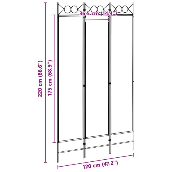 3-панелен параван Бежово 120 x 220 cm Текстил