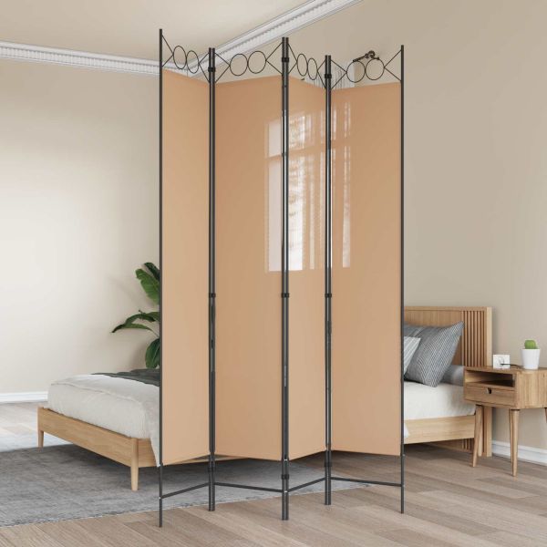 4-панелна преграда Бежово 160 x 220 cm Текстил