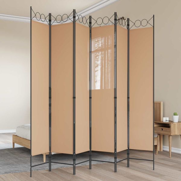 Делител за стая с 6 панела Бежово 240 x 220 cm Текстил