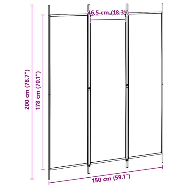 3-панелен параван Бежово 150 x 200 cm Текстил