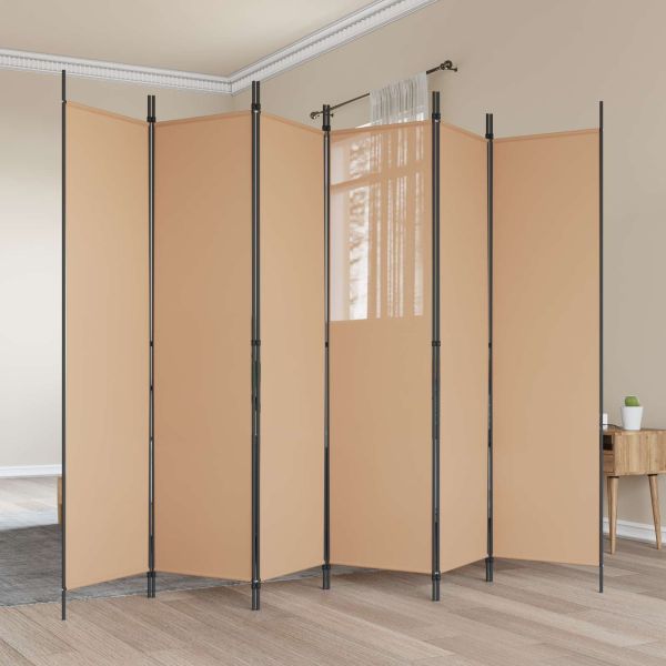 Делител за стая с 6 панела Бежово 300 x 200 cm Текстил