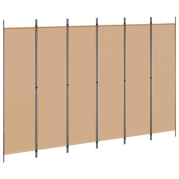 Делител за стая с 6 панела Бежово 300 x 200 cm Текстил