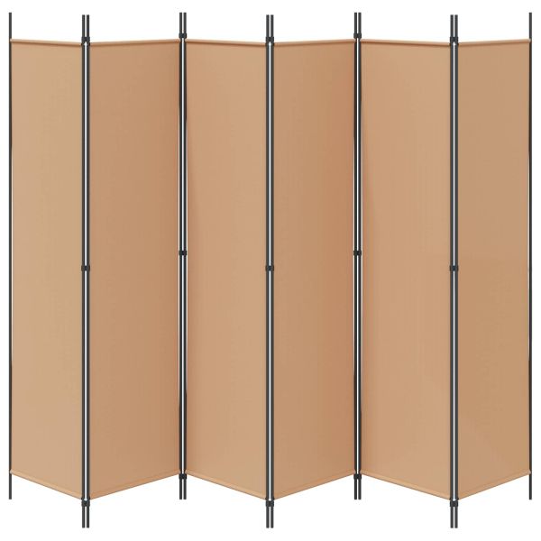 Делител за стая с 6 панела Бежово 300 x 200 cm Текстил