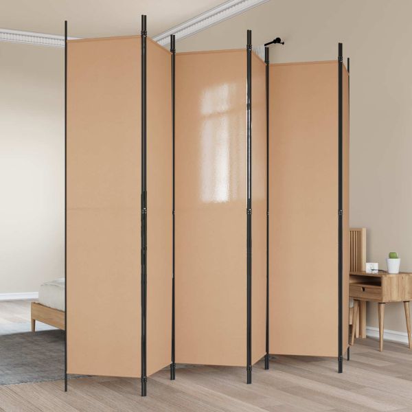 Делител за стая с 6 панела Бежово 300 x 220 cm Текстил