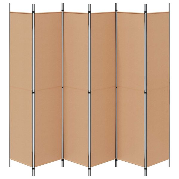 Делител за стая с 6 панела Бежово 300 x 220 cm Текстил