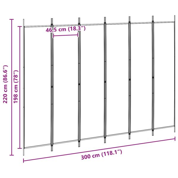 Делител за стая с 6 панела Бежово 300 x 220 cm Текстил