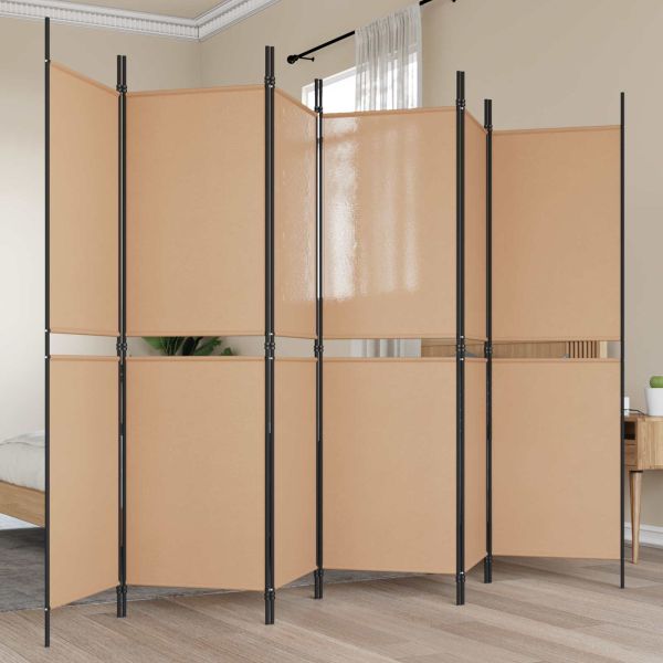 Делител за стая с 6 панела Бежово 300 x 180 cm Текстил