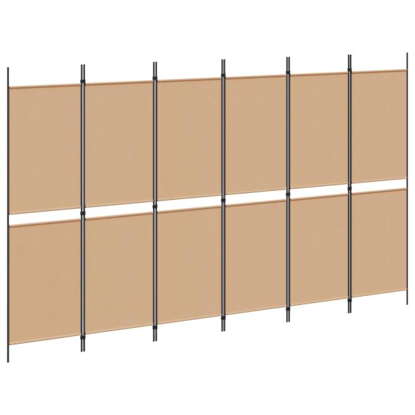 Делител за стая с 6 панела Бежово 300 x 180 cm Текстил
