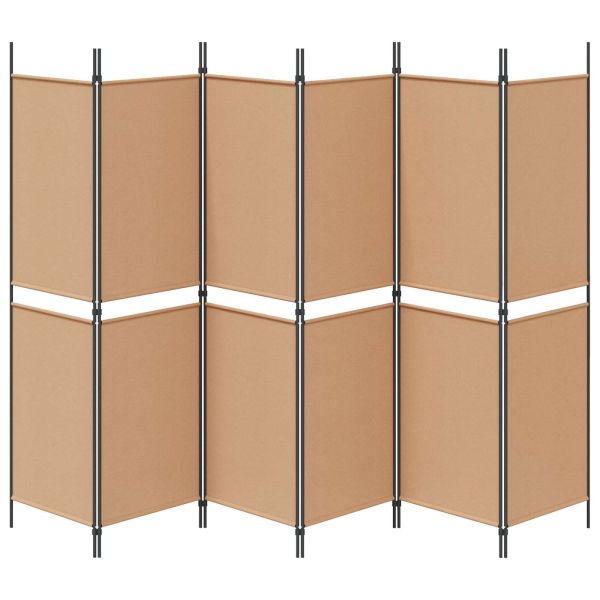 Делител за стая с 6 панела Бежово 300 x 180 cm Текстил