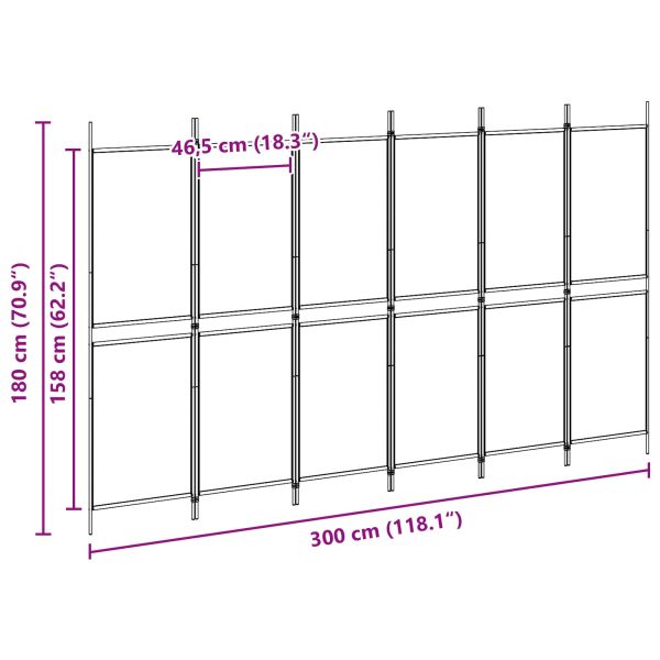 Делител за стая с 6 панела Бежово 300 x 180 cm Текстил
