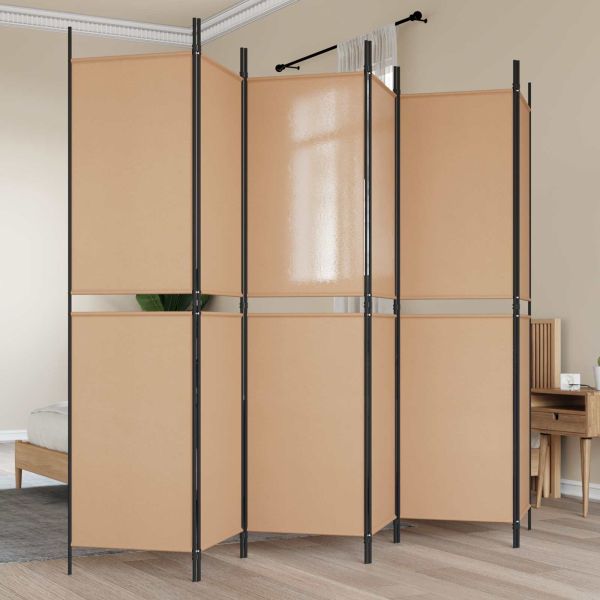 Делител за стая с 6 панела Бежово 300 x 200 cm Текстил