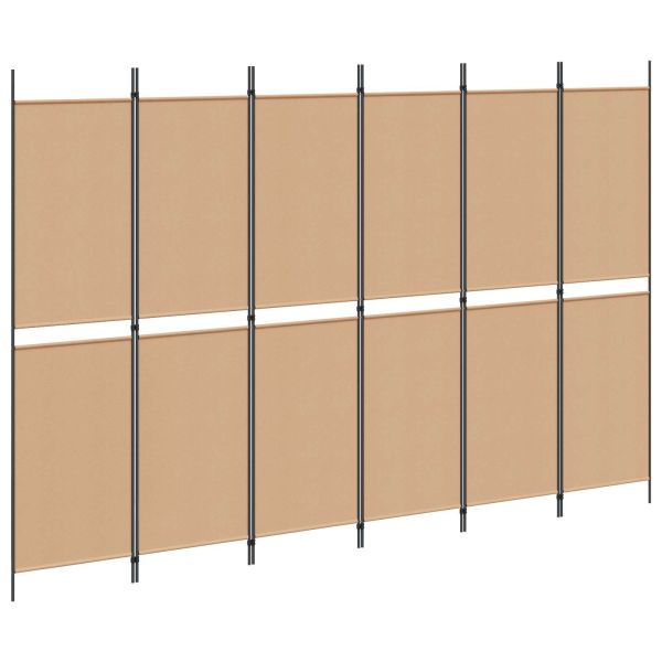 Делител за стая с 6 панела Бежово 300 x 200 cm Текстил
