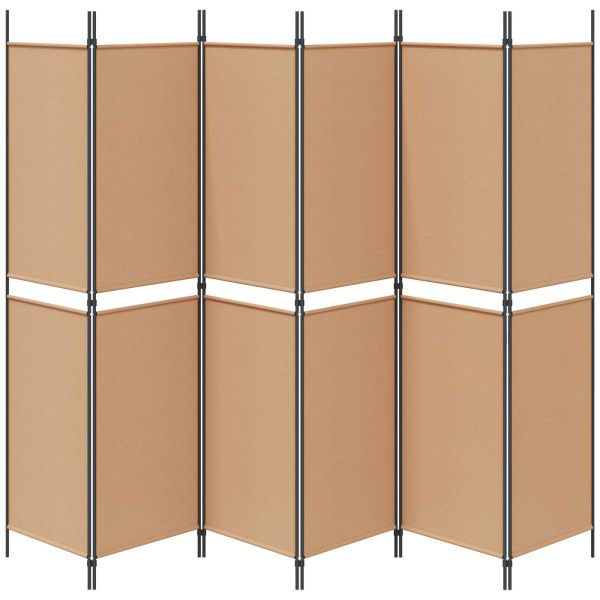 Делител за стая с 6 панела Бежово 300 x 200 cm Текстил