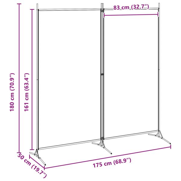 Разделител на стая с 2 панели Бежово 175 x 180 cm Текстил