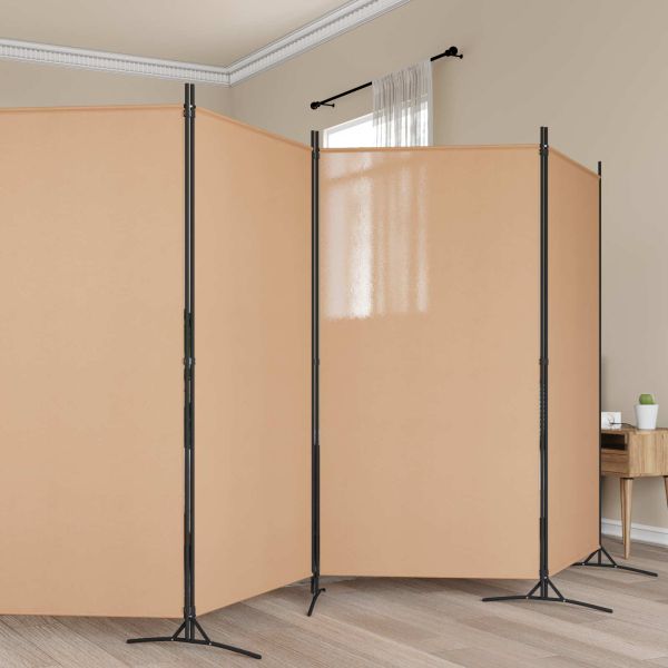 Делител за стая с 6 панела Бежово 520 x 180 cm Текстил
