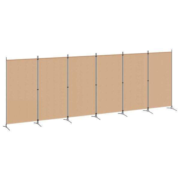 Делител за стая с 6 панела Бежово 520 x 180 cm Текстил
