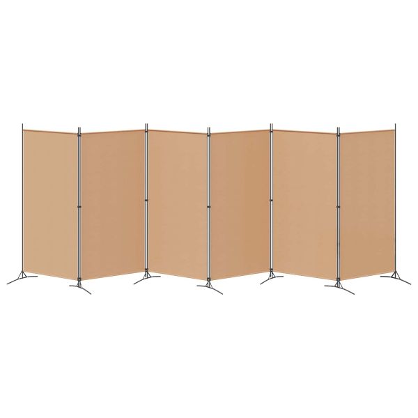 Делител за стая с 6 панела Бежово 520 x 180 cm Текстил