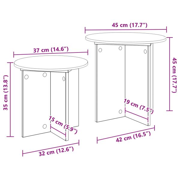 Комплект помощни маси 2 pcs Бял гланц Инженерен дървен материал