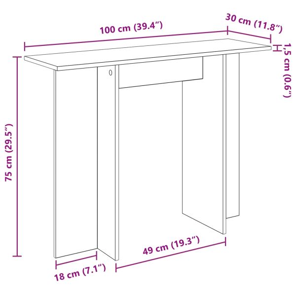 Конзолна маса Дъб артизан 100 x 30 x 75 см Инженерна дървесина
