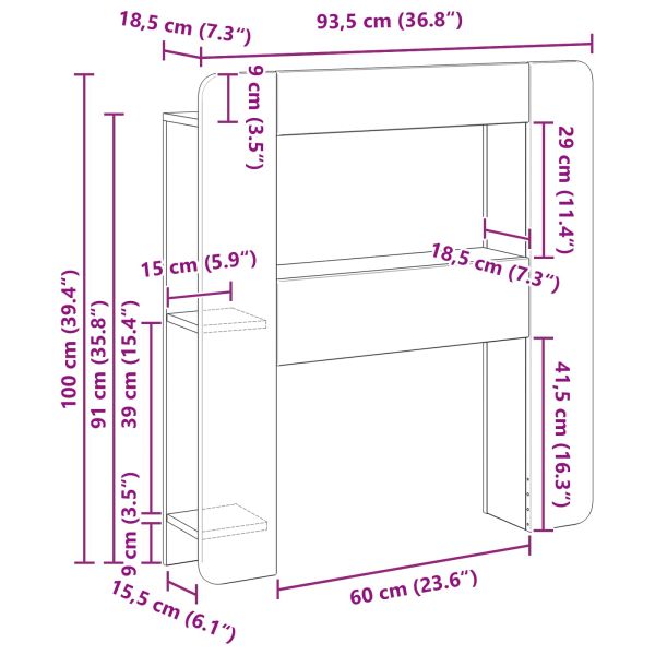 Табла за легло Бетонно сиво Инженерен дървен материал