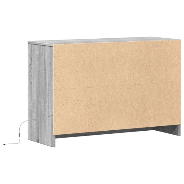 ТВ шкаф с LED, сив сонома, 91x34x61 см, инженерно дърво