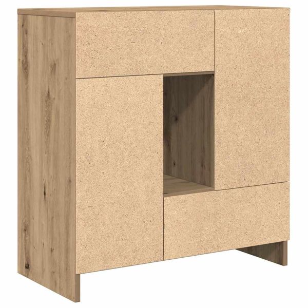 Бюфет с чекмеджета и вратички, дъб артизан, 70,5x34x74,5 см