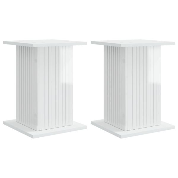Стойка за растения 2 pcs Бял гланц 30,5 x 30 x 43 см