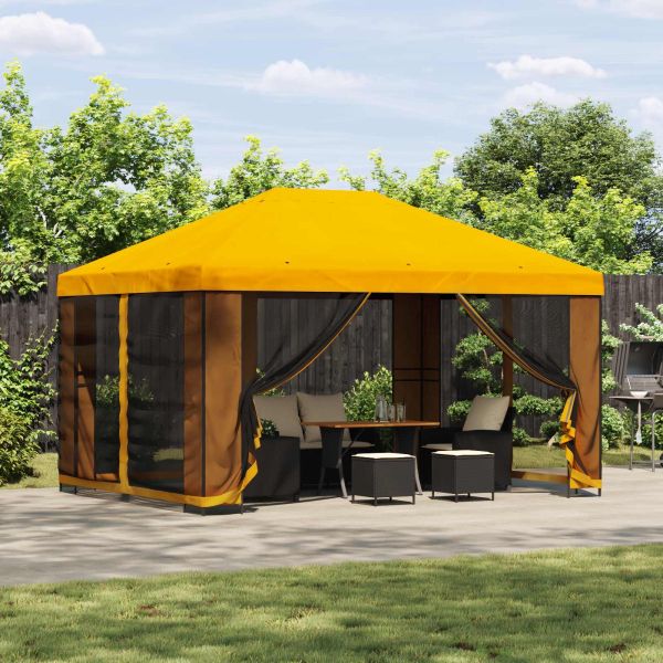 Шатра 4 × 3 m Жълто Полиестер и стомана 190 gsm