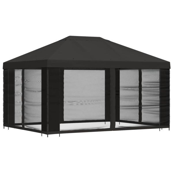 Градинска беседка със стени 4 × 3 m Антрацит