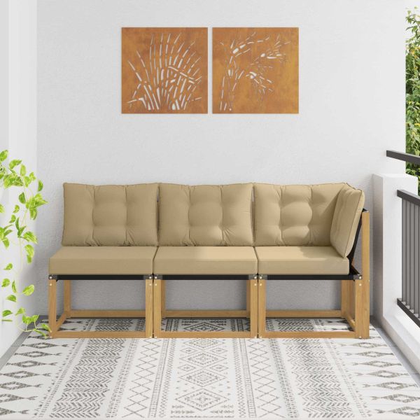 Външен среден и ъглов диван с възглавница 3 Брой Бяло