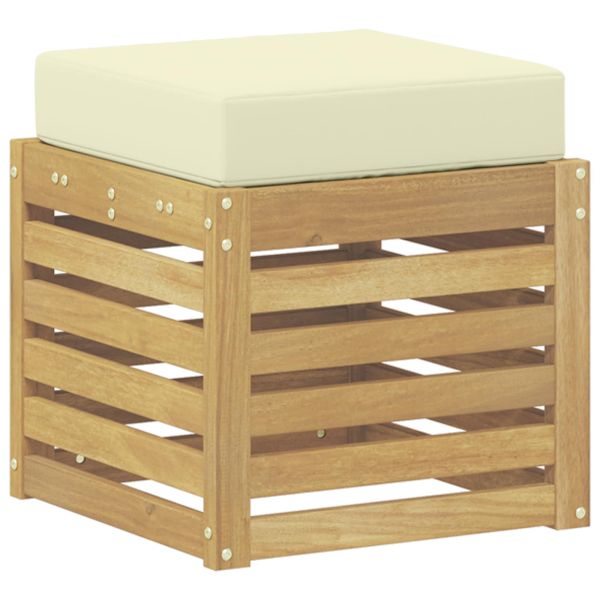 Външна табуретка Бяло 43 x 43 x 45 см Солидно акациево дърво