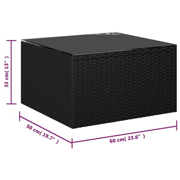 Градински комплект с възглавници, 9 части, полиратан, черен