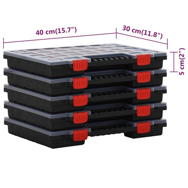 Асортиментни кутии 5 бр 40x30x5 см полипропилен