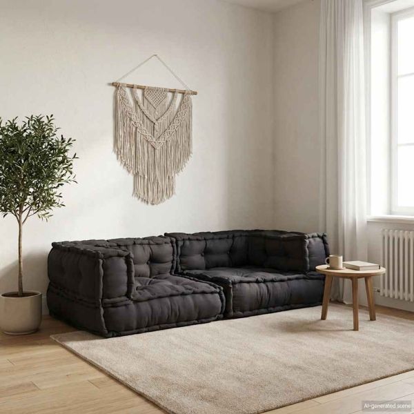 2-местен модулен диван антрацит 140x70x36 плат