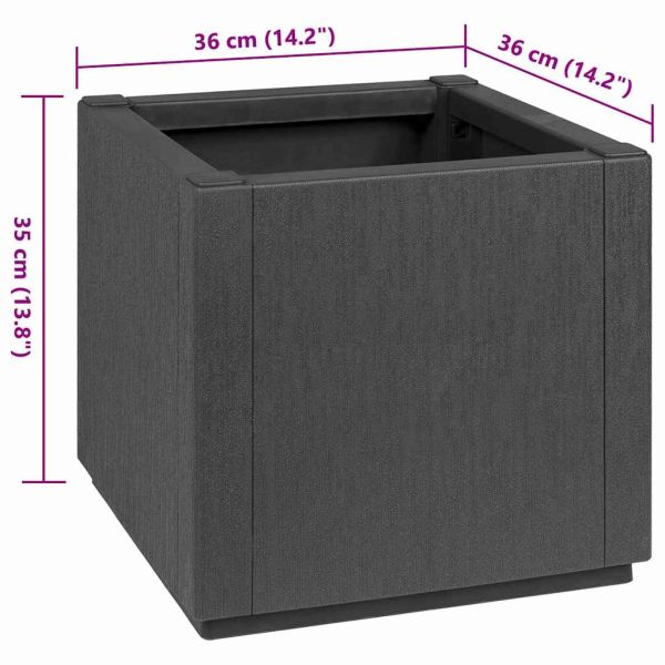 Кутия за цветя в градината Тъмен сив 36 x 36 x 35 см ПП
