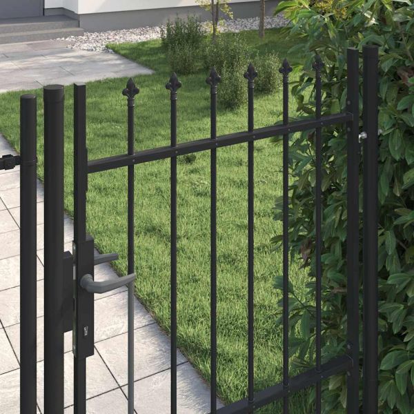 Оградна порта BOXTEL с единична врата с шипове отгоре, стомана, 1x1,5 м, черна