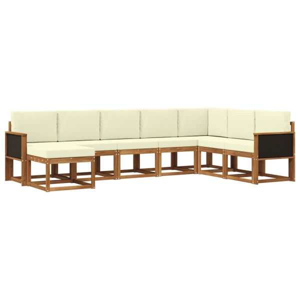 Комплект дивани за открито 8 pcs Натурален и Крема