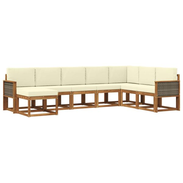 Комплект дивани за открито 8 pcs Натурален и Крема