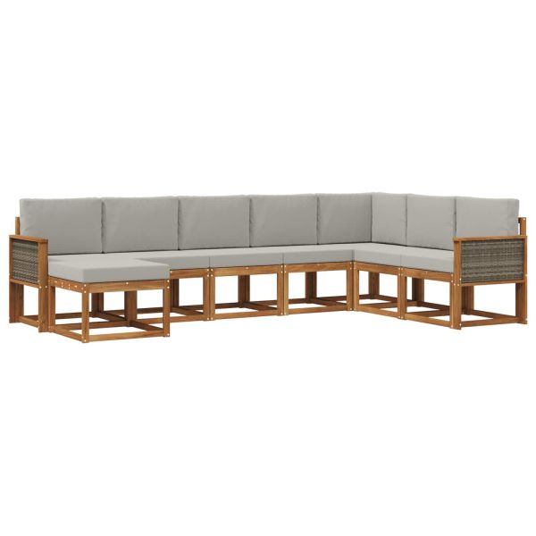 Комплект дивани за открито 8 pcs Натурално и светлосиво