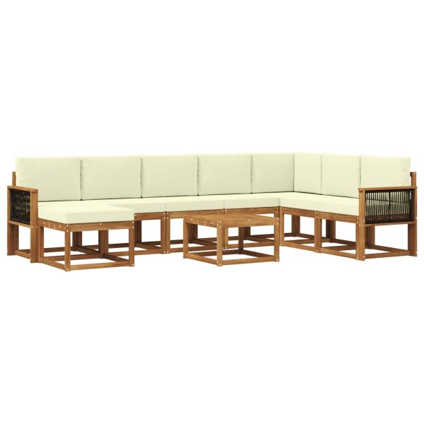 Комплект дивани за открито 9 pcs Натурален и Крема