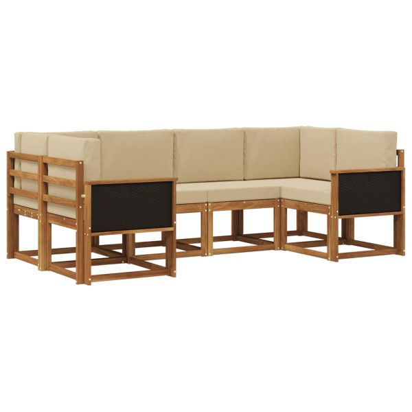 Комплект дивани за открито 6 pcs Натурален и Бежов