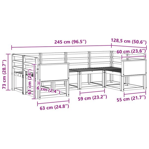 Комплект дивани за открито 6 pcs Натурално