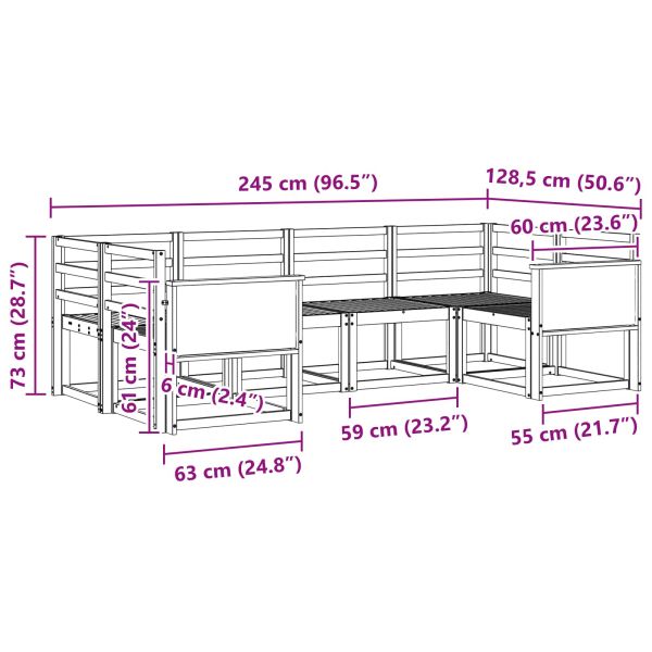Комплект дивани за открито 6 pcs Натурално