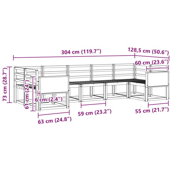 Комплект дивани за открито 7 pcs Натурално