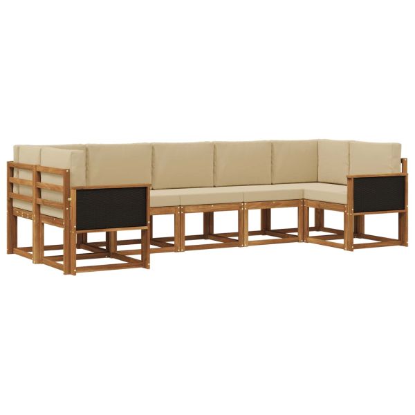 Комплект дивани за открито 7 pcs Натурален и Бежов