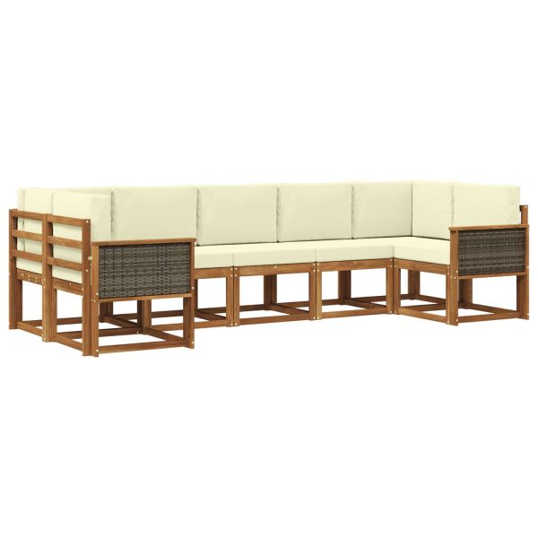 Комплект дивани за открито 7 pcs Натурален и Крема