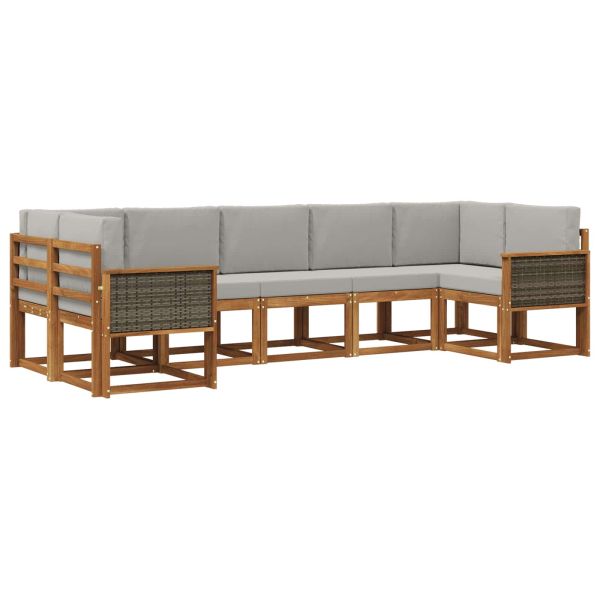 Комплект дивани за открито 7 pcs Натурално и светлосиво